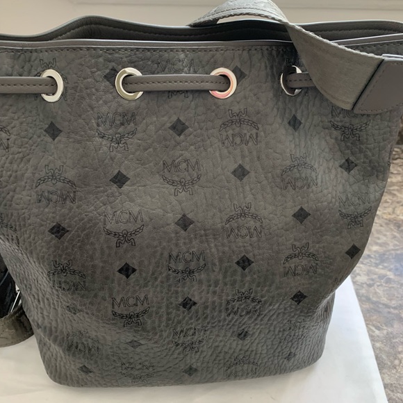 MCM Phantom Grey Small Drawstring Handbag - Picture 12 of 15